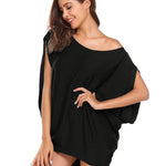 Women's Off Shoulder Blouse Loose Summer T Shirts Batwing Sleeve Tops S-XXL - Nadorine (Us Only)