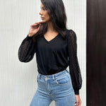 Nadorine Women's Blouses Dressy Casual V Neck Top