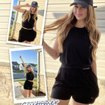 Womens Summer 2 Piece Outfits Sleeveless Round Neck Tops and High-waisted with Drawstring Casual Shorts Tracksuit Sets - Nadorine (Us Only)