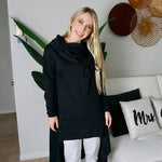 Nadorine Women Pullover Hoodies Sweatshirt Long Sleeve High Low Sweater Oversize Top with Pocket (Us Only)