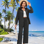 Linen Shirts Loose Long Pants Beach Outfits - Nadorine (Us Only)