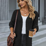 Nadorine Women's 2023 Fall Winter Popcorn Cardigan Open Front Batwing Sleeve Oversized Chunky Knit Sweater with Pockets