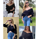 Nadorine Cross Front Drop Shoulder Sweaters