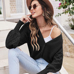 Lantern Sleeve Button Down Cable Knit Sweate - Nadorine (Us Only)