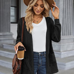 Nadorine Women's 2023 Fall Winter Cardigan Sweaters Long Sleeve Open Front Cable Knit Outwear Coat with Pockets
