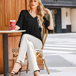 Swiss Dot Chiffon 3/4 Ruffle Sleeve Blouse - Nadorine (Us Only)