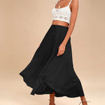 High Waisted Flowy Elastic Skirts , Lightweight Long Skirts - Nadorine (Us Only)