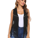 Nadorine Fringe Vest 70s Cowgirl Costume Faux Suede Rave