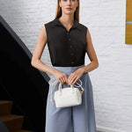Sleeveless Button Down Tank Tops - Nadorine (Us Only)