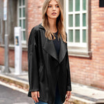 Womens Oversized Blazer Jackets Satin Roll Sleeve Open Front Casual Work Cardigan Jacket with Pockets - Nadorine (Us Only)