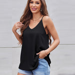 Nadorine V-Neck Chiffon Spaghetti Strap Tank Top