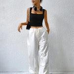 Nadorine Sleeveless Crop Top Square Neck Tank Top
