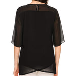 Womens Casual Scoop Neck Loose Top 3/4 Sleeve Chiffon Blouse Shirt Tops - Nadorine (Us Only)