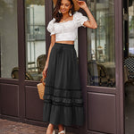 Nadorine Women's Midi Skirts Boho High Waist A Line Casual Maxi Work Skirt Summer