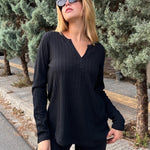 Nadorine Women's Long Sleeve V Neck Slim Fit T Shirts