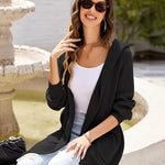 Nadorine Women's Cardigan for Women Long Sleeve Knit Cardigan with Hood Open Front Sweater Coat Outwear with Pockets