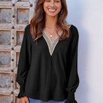 Nadorine Casual Lace V Neck T-Shirts