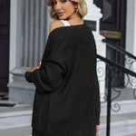 Nadorine Women's 2023 Fall Winter Popcorn Cardigan Open Front Batwing Sleeve Oversized Chunky Knit Sweater with Pockets