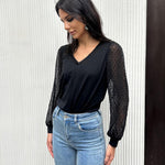 Nadorine Women's Blouses Dressy Casual V Neck Top