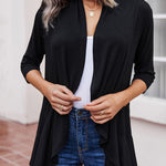 Nadorine Women's 3/4 Sleeve Draped Ruffles Cardigan