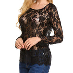 Sexy Sheer Floral Lace Blouse Top - Nadorine (Us Only)