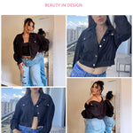Women's Fashion Cropped Shacket Long SLeeve Trendy Button Down Corduroy Shirts Shacket Jackets - Nadorine (Us Only)