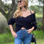 Nadorine Cross Front Drop Shoulder Sweaters