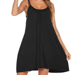 Women's Swimwear Coverups Tank Sundresses Beach Spaghetti Strap Dress Bikini Cover Up Swing Strap Dresses with Pockets - Nadorine (Us Only)