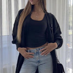 Nadorine Women's 2023 Fall Winter Oversized Cardigan Long Sleeve Split Open Front Sweater Chunky Knit Long Duster