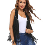 Nadorine Fringe Vest 70s Cowgirl Costume Faux Suede Rave