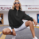 Nadorine Women Sweatshirts Quarter Zip Stand Collar Pullovers Fleece Workout Hoodies Y2K Clothes