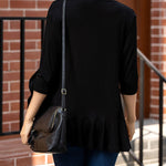 Nadorine Women's 3/4 Sleeve Draped Ruffles Cardigan