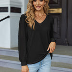Nadorine Women's Blouses Dressy Casual V Neck Top