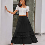 Nadorine Women's Midi Skirts Boho High Waist A Line Casual Maxi Work Skirt Summer