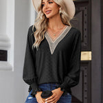 Nadorine Casual Lace V Neck T-Shirts