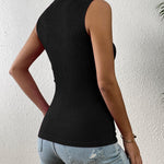 Nadorine High Neck Tank Top Casual Ribbed Knit Shirts