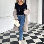 Nadorine Sweaters Ribbed Knit Long Sleeve Henley Shirts