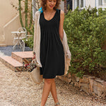 Women Summer Dresses Beach Floral Sleeveless Tshirt Sundress Pockets Casual Loose Flowy Tank Dress - Nadorine (Us Only)