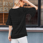 Swiss Dot Chiffon 3/4 Ruffle Sleeve Blouse - Nadorine (Us Only)