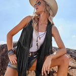 Women's Tassel Sleeveless Vest 70s Outfits for Women Hippie Clothes Fringe Jacket Cardigan S-XXL - Nadorine (Us Only)