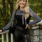 Nadorine Bow Tie Neck Long Sleeve Shirts Work Tops