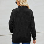 Womens Quilted Sweatshirts Quarter Zip Pullovers Lightweight Long Sleeve Stand Collar Tops with Kangaroo Pocket - Nadorine (Us Only)
