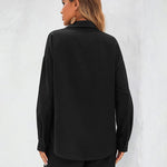 Womens 2 Piece Outfits Lounge Sets Cotton Linen Long Sleeve V-Neck Shirt and Mini Shorts With Pockets - Nadorine (Us Only)