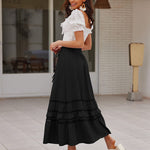 Nadorine Women's Midi Skirts Boho High Waist A Line Casual Maxi Work Skirt Summer