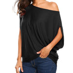 Women's Off Shoulder Blouse Loose Summer T Shirts Batwing Sleeve Tops S-XXL - Nadorine (Us Only)