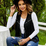 Nadorine Fringe Vest 70s Cowgirl Costume Faux Suede Rave