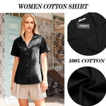 Nadorine Women's Button Down Short Sleeve Blouse