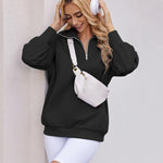 Nadorine Women Sweatshirts Quarter Zip Stand Collar Pullovers Fleece Workout Hoodies Y2K Clothes