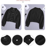Women's Fashion Cropped Shacket Long SLeeve Trendy Button Down Corduroy Shirts Shacket Jackets - Nadorine (Us Only)