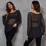 Long Sleeve Mesh Sheer Shirt - Nadorine (Us Only)